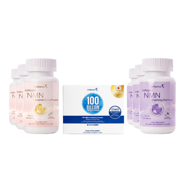 6  Bottles Each (90 Capsules Each) + 1 Value Box (30 Probiotic Sachets)