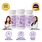 LivBalance Collagen NMN + Evening Formula - three purple bottles (90 capsules) with recommendations and benefit icons for stress reduction, nighttime rejuvenation and quality sleep