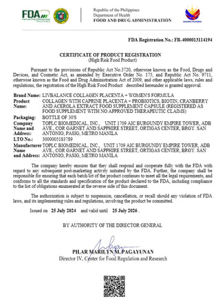 FDA Certificate- Women's Formula
