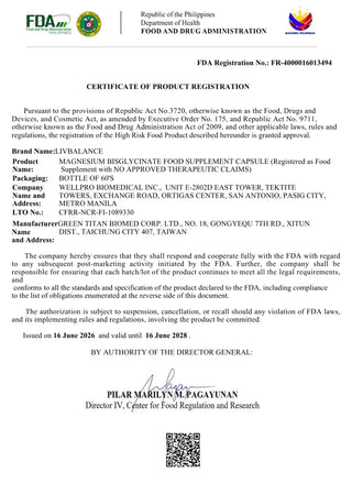 FDA Certificate - Magnesium