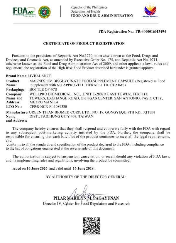 FDA Certificate - Magnesium
