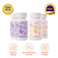 LivBalance Women's & Evening Duo - two-bottle set of Women's Formula and Evening Formula with benefit icons for reduced aging, reproductive health and quality sleep