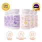 LivBalance Women's & Evening Duo - three-bottle set of Women's Formula and Evening Formula with benefit icons for reduced aging, reproductive health and quality sleep