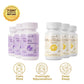 LivBalance Evening & Magnesium Duo - six-bottle set (three Evening Formula and three Magnesium) with benefit icons for calm mind, overnight rejuvenation and deep sleep